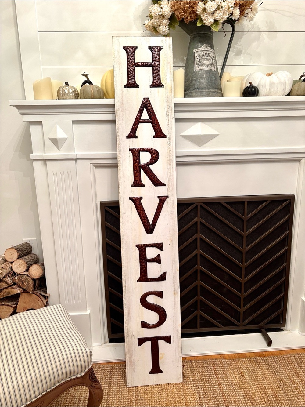 Harvest Sign Approx 5’ x 10” Wood & Metal Home Decor Autumn Fall Thanksgiving